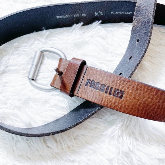 Fossil Brown Leather Belth with Silver Open Buckle Detailing main image 4